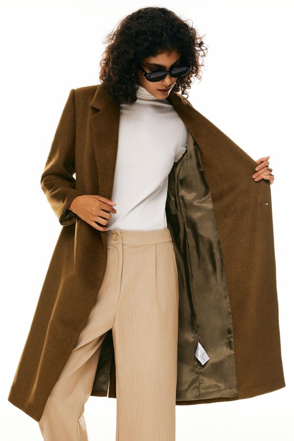 Double Breasted Pea Wool Coat - Image 2