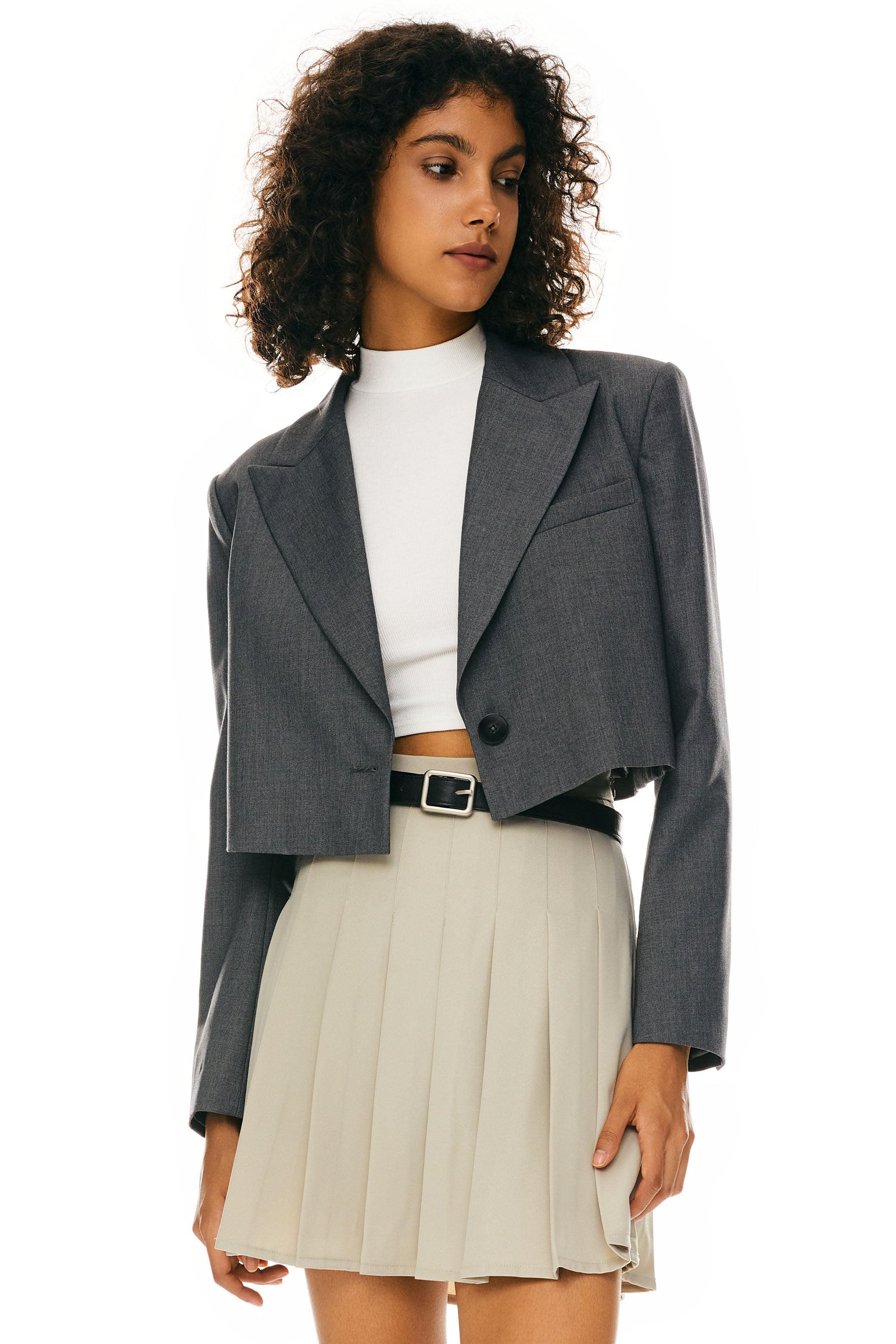Long Sleeve Cropped Blazer Casual Business - Image 14