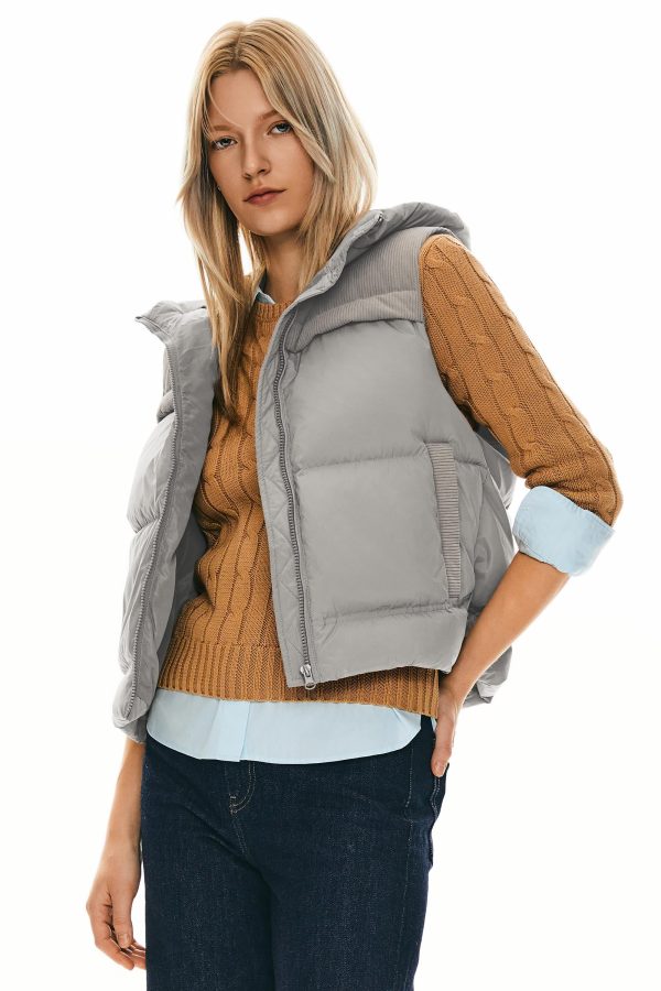 Hooded Puffer Down Vest Cropped Zip Up Lightweight - Image 20