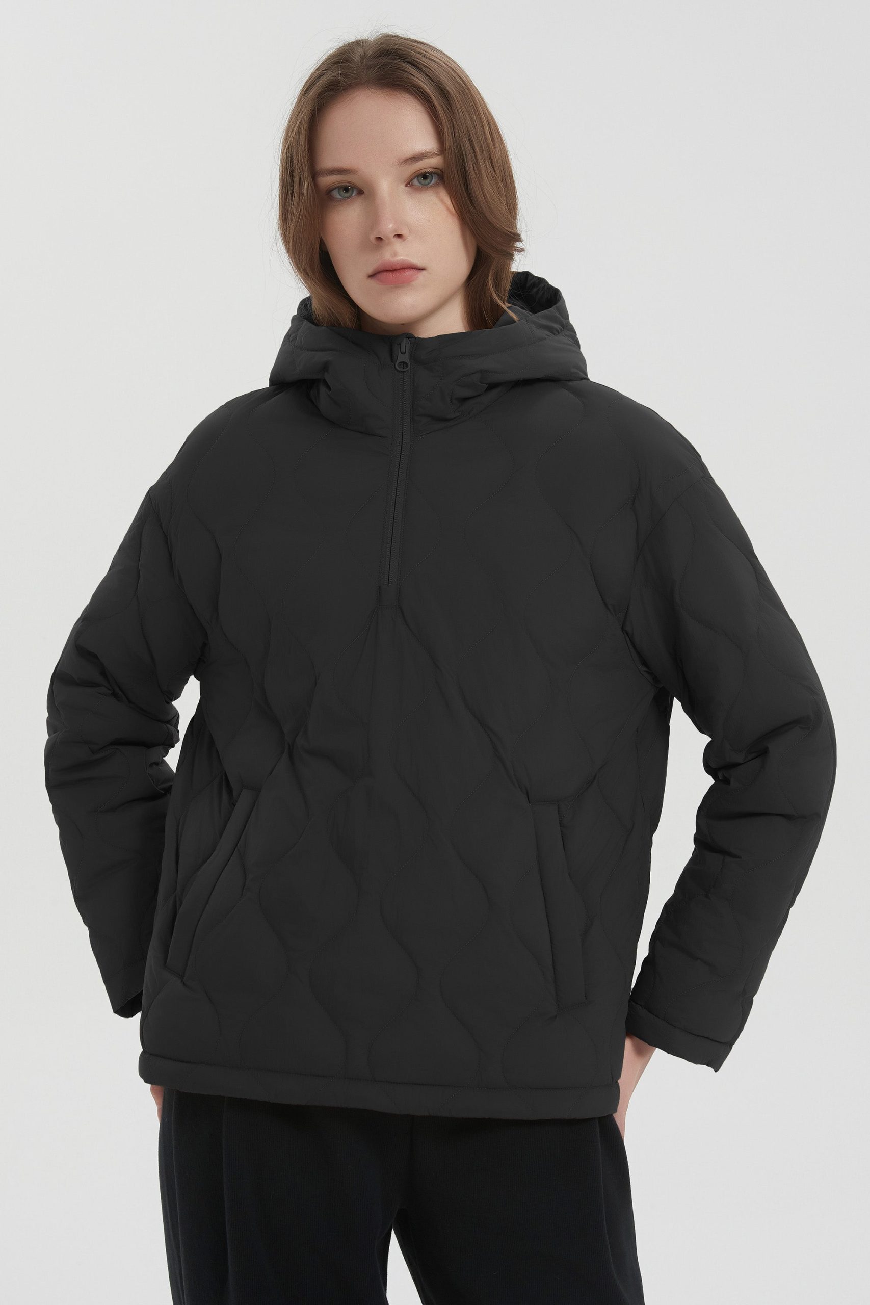 Down Puffer Jacket Half Zip Hoodies Coat - Image 19
