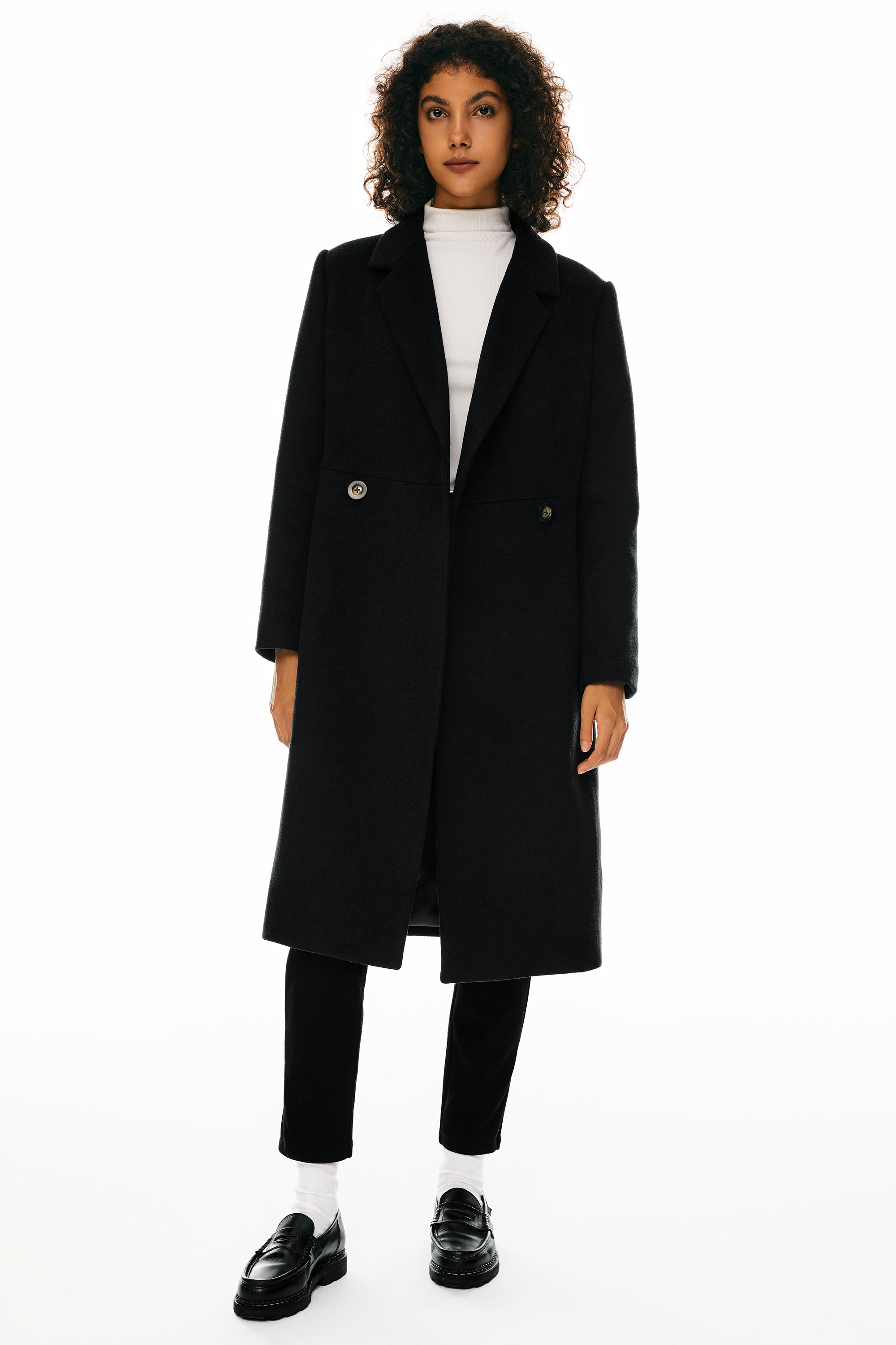 Double Breasted Pea Wool Coat - Image 11