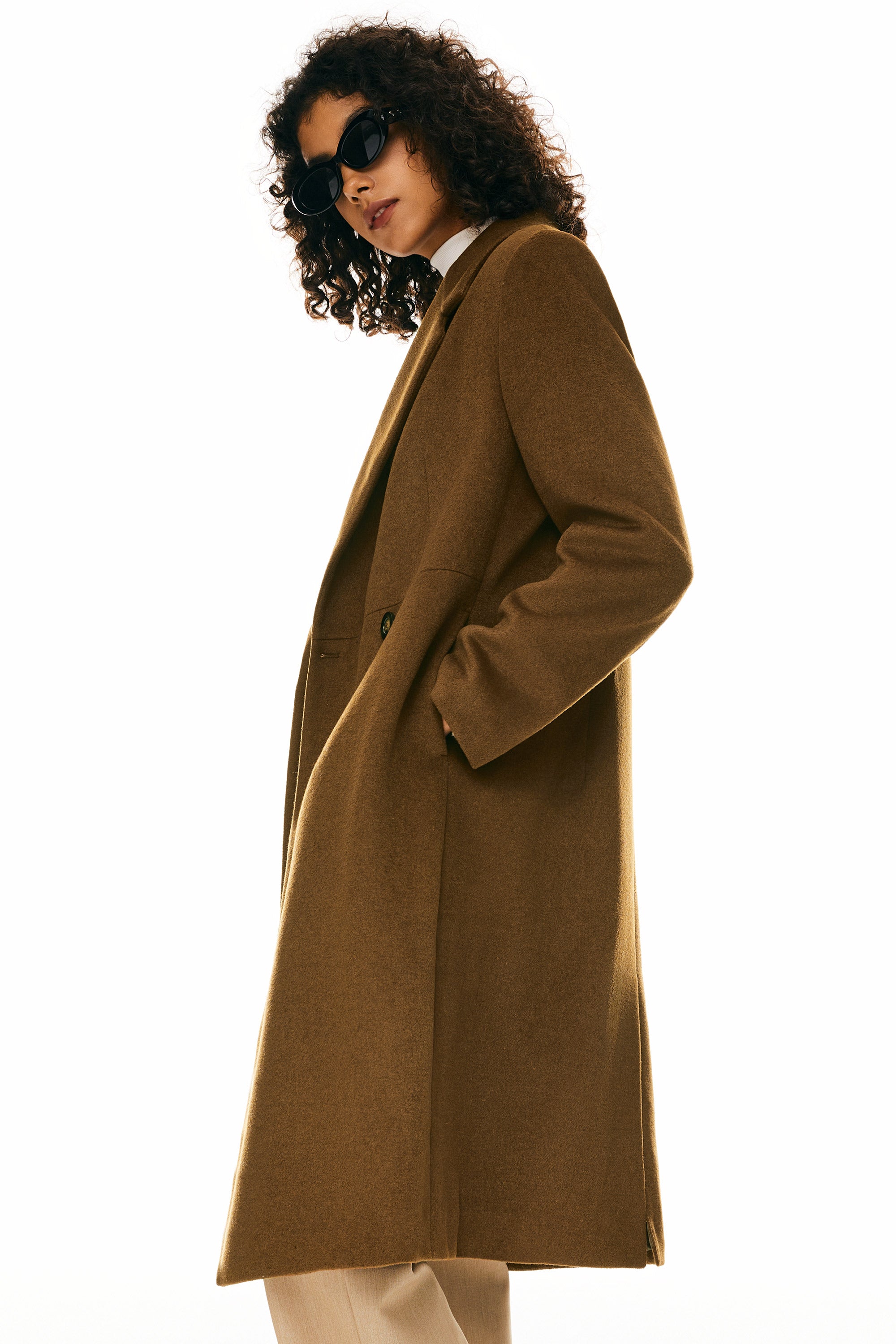 Double Breasted Pea Wool Coat - Image 3
