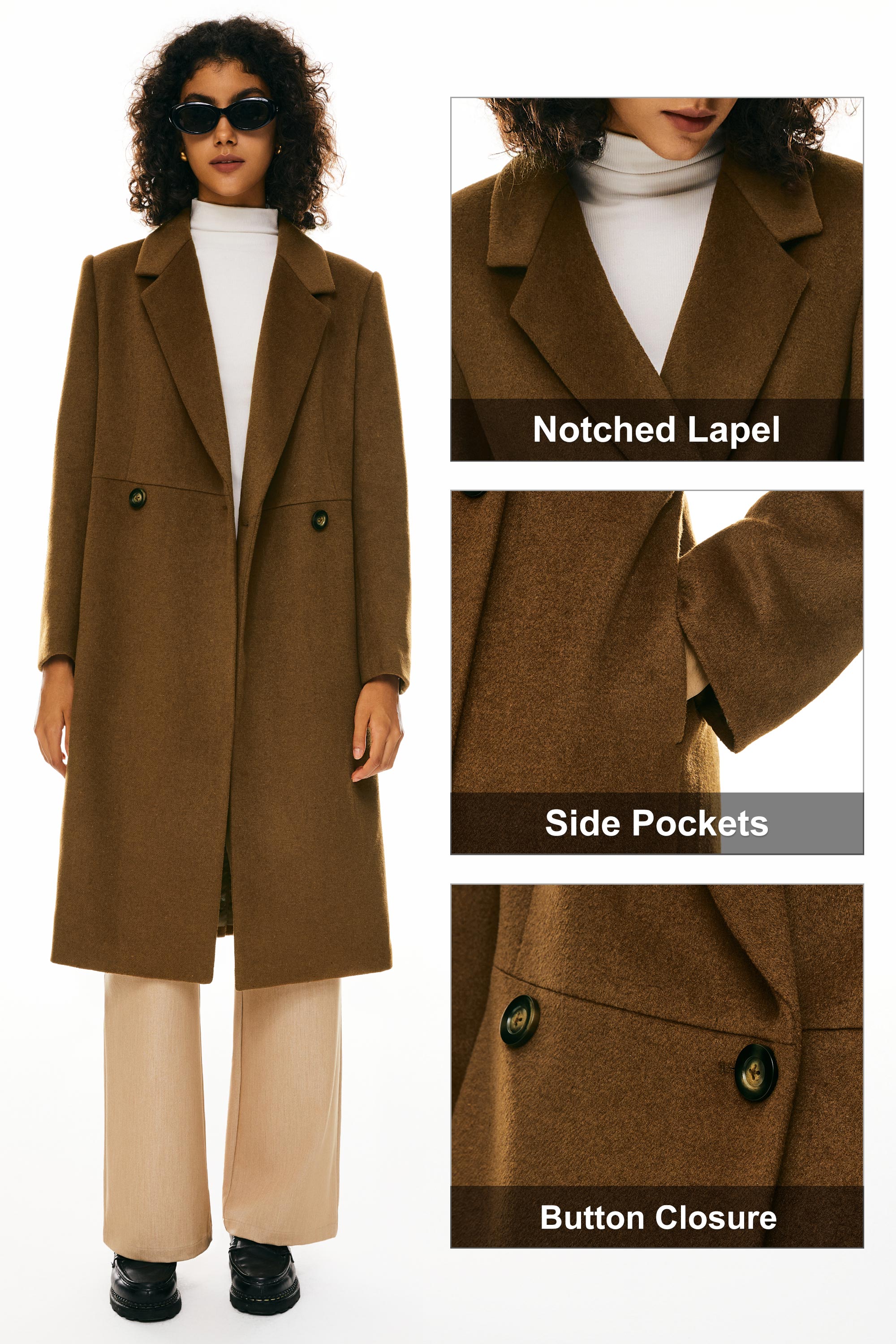 Double Breasted Pea Wool Coat - Image 7