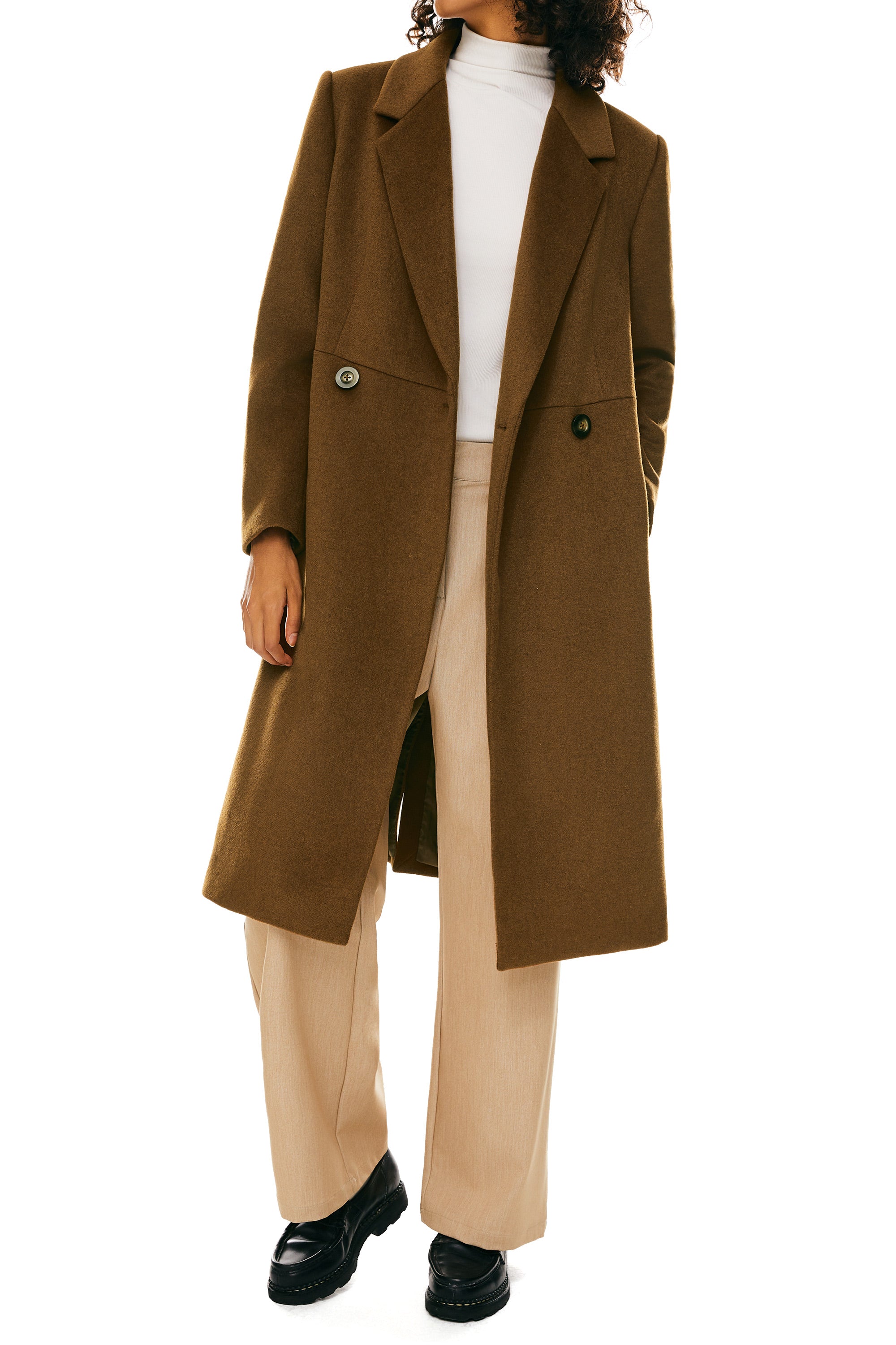 Double Breasted Pea Wool Coat - Image 8
