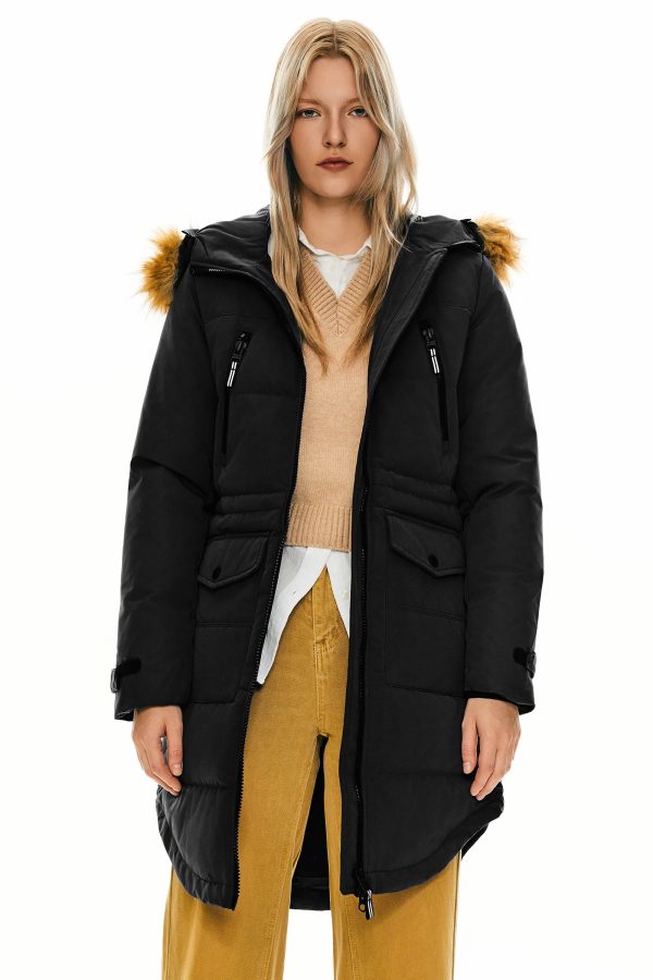 Drawstring Hooded Thickened Down Coat - Image 42