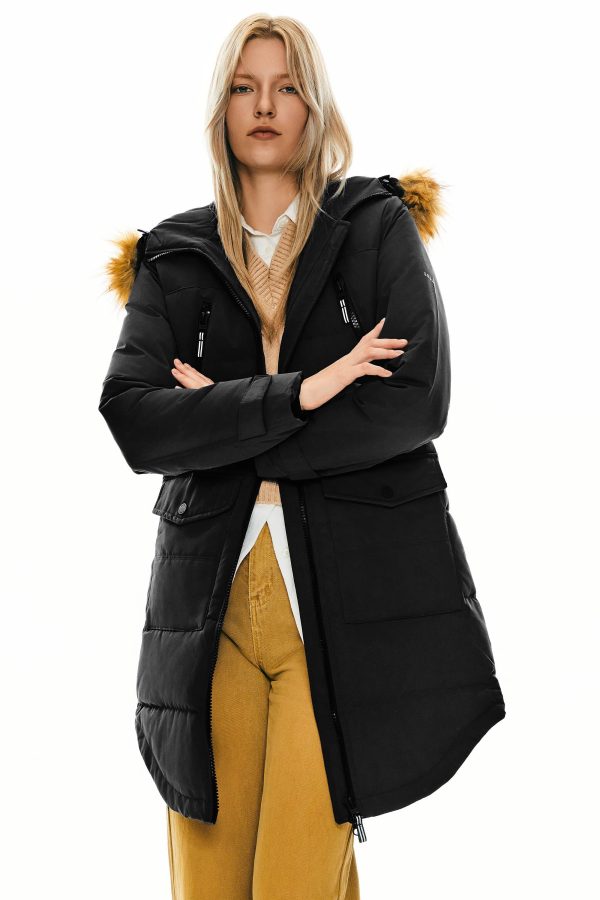 Drawstring Hooded Thickened Down Coat - Image 43