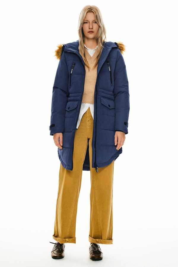 Drawstring Hooded Thickened Down Coat - Image 29