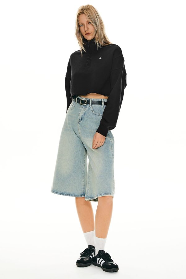 Half Zip Crop Sweatshirts - Image 25