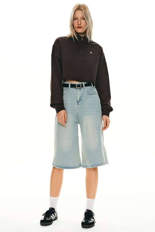 Half Zip Crop Sweatshirts - Image 15