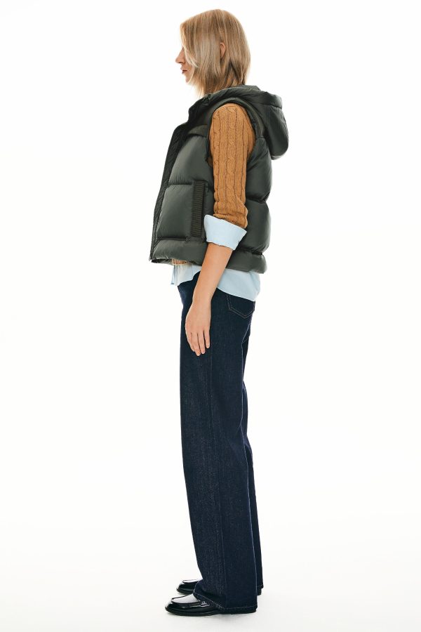 Hooded Puffer Down Vest Cropped Zip Up Lightweight - Image 13