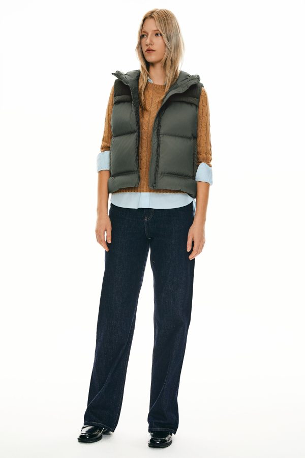 Hooded Puffer Down Vest Cropped Zip Up Lightweight - Image 14