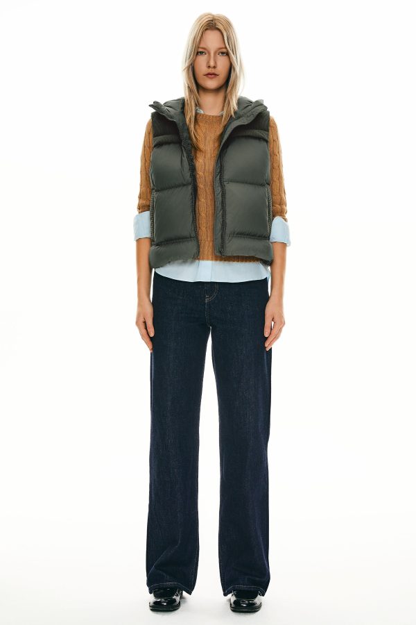 Hooded Puffer Down Vest Cropped Zip Up Lightweight - Image 10