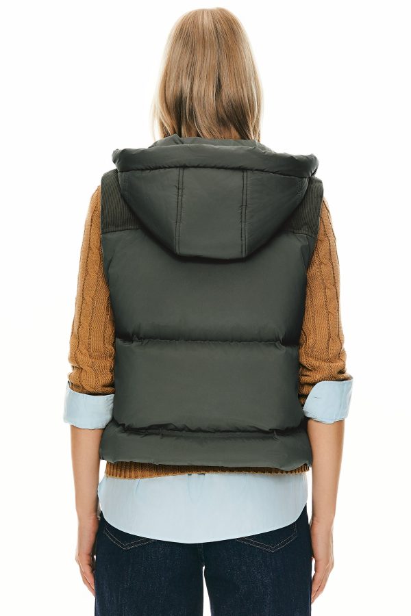 Hooded Puffer Down Vest Cropped Zip Up Lightweight - Image 12