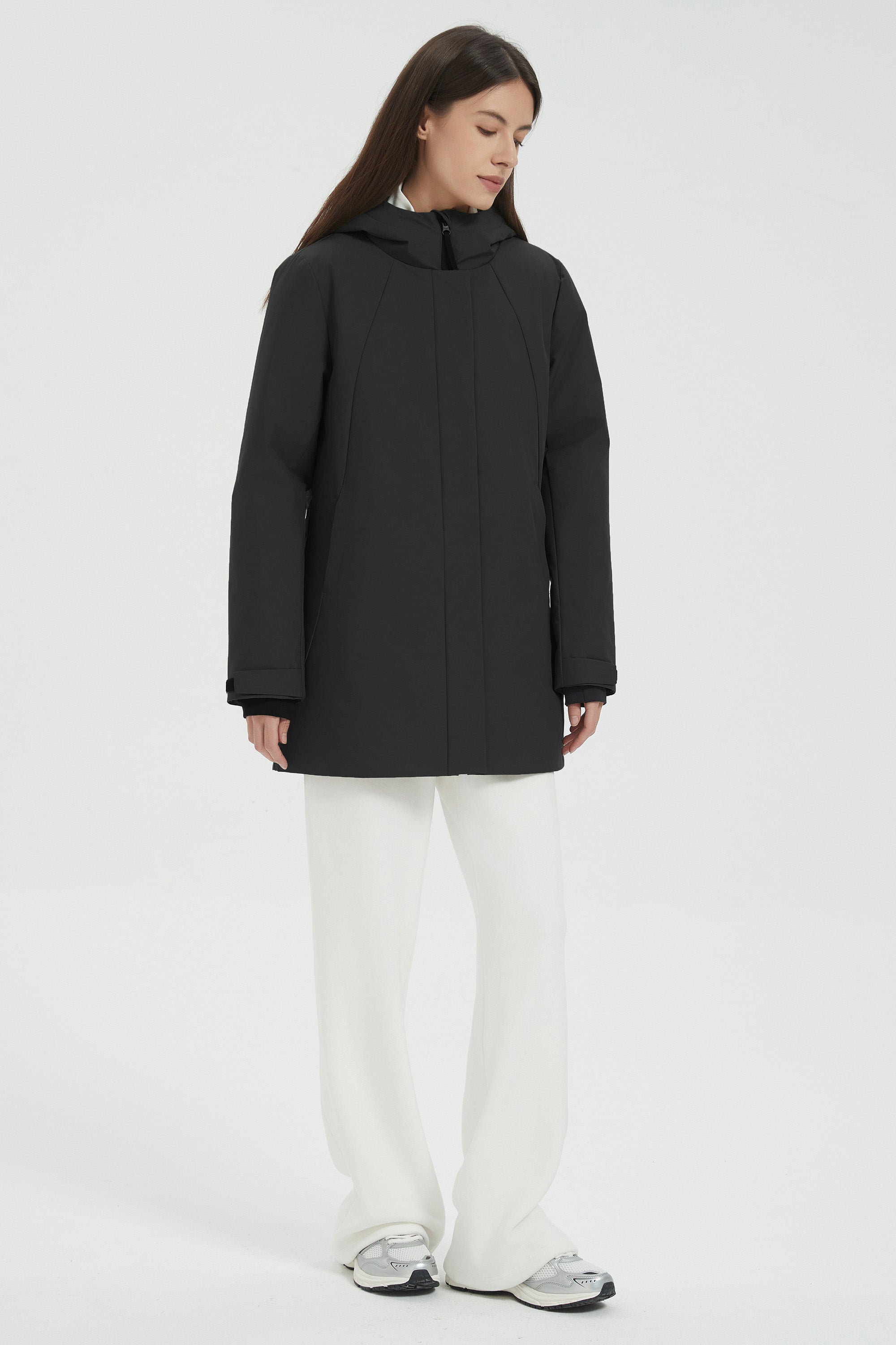 Hooded Winter Warm Parka Jacket Full Zip Lightweight