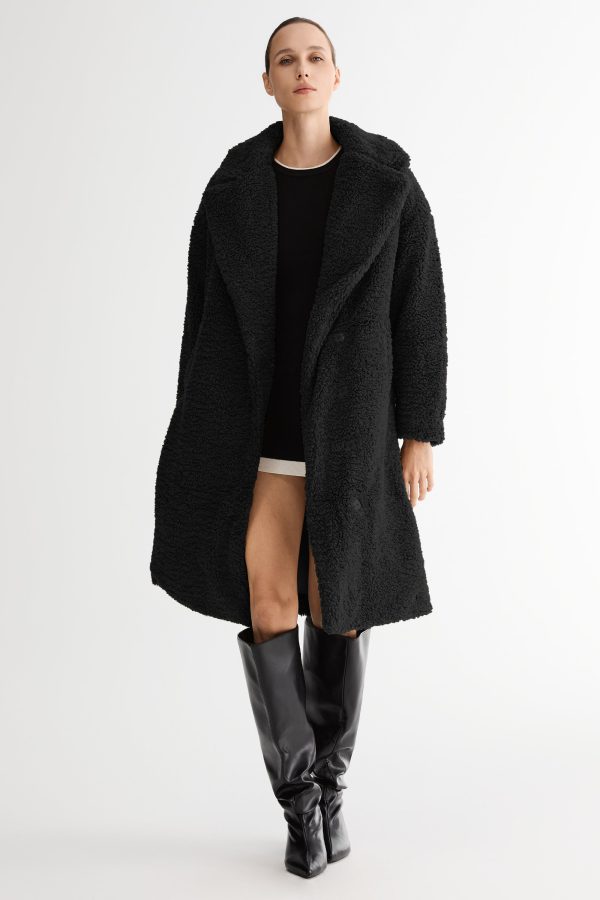Knee-Length Fleece Lapel Down Coat - Image 2