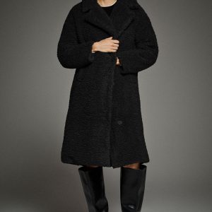 Knee-Length Fleece Lapel Down Coat