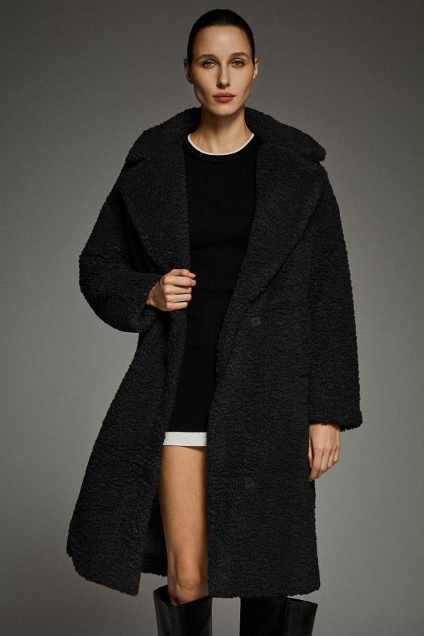 Knee-Length Fleece Lapel Down Coat - Image 6