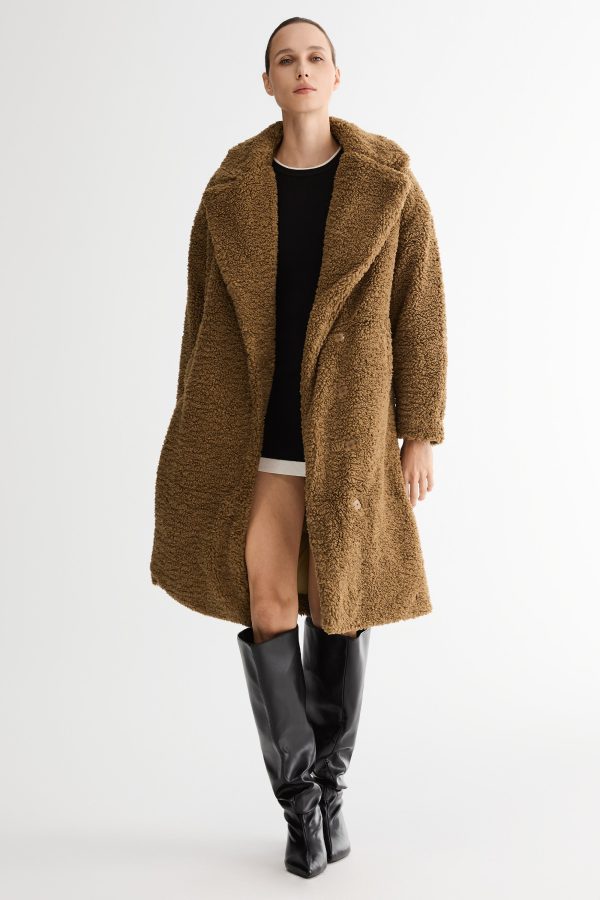 Knee-Length Fleece Lapel Down Coat - Image 7