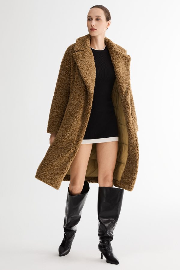 Knee-Length Fleece Lapel Down Coat - Image 12