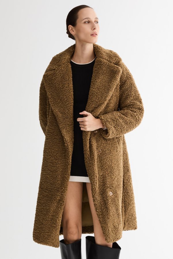 Knee-Length Fleece Lapel Down Coat - Image 13