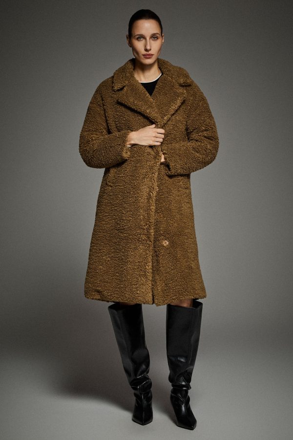 Knee-Length Fleece Lapel Down Coat - Image 15