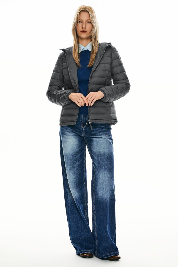 Lightweight Packable Down Jacket with Stand Collar with hood - Image 46