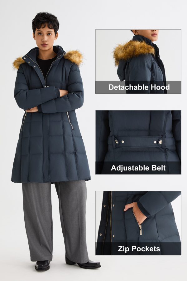 Long Faux Fur Hooded Down Coat - Image 7