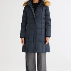 Long Faux Fur Hooded Down Coat