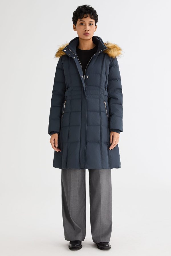 Long Faux Fur Hooded Down Coat