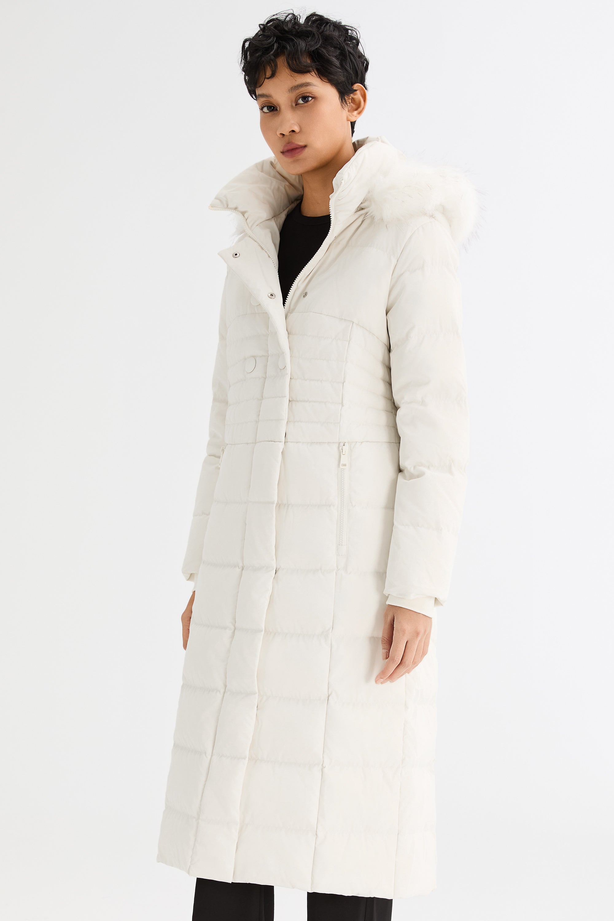 Long Puffer Down Coat with Hood Fur - Image 40