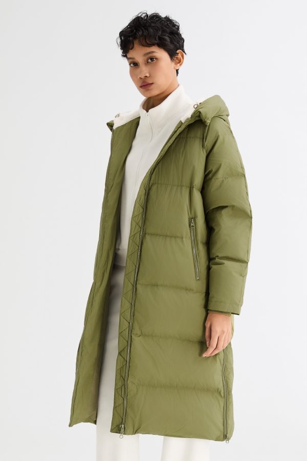 Long Puffer Down Jacket with Hem Slit - Image 3