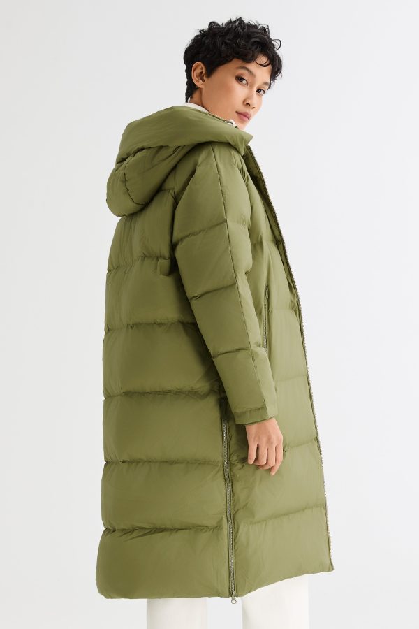 Long Puffer Down Jacket with Hem Slit - Image 7