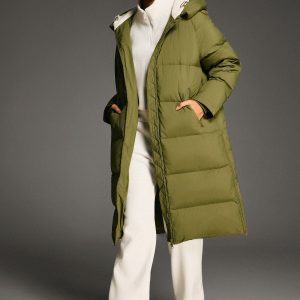 Long Puffer Down Jacket with Hem Slit