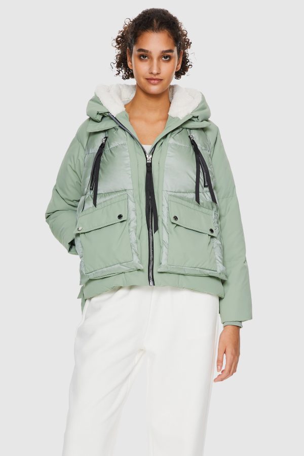 092 Colorlay Cropped Hooded Down Puffer Jacket - Image 2
