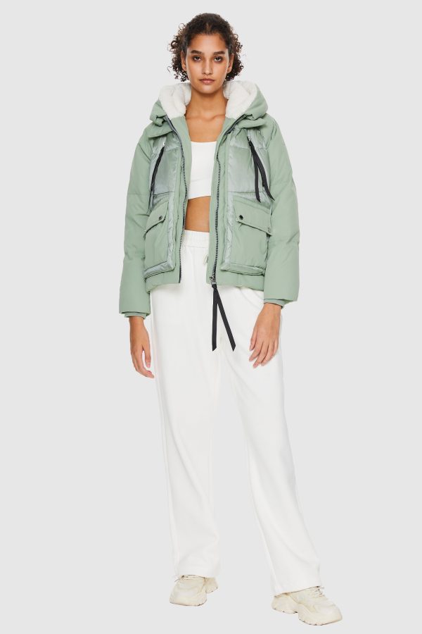092 Colorlay Cropped Hooded Down Puffer Jacket