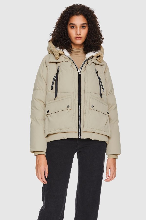 092 Colorlay Knitted Brim Hooded Down Coat - Image 10