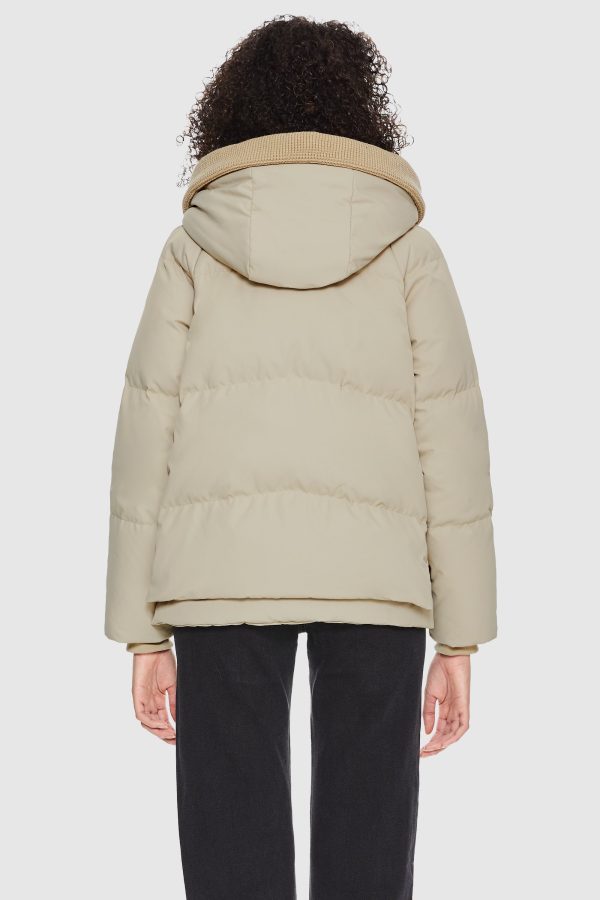 092 Colorlay Knitted Brim Hooded Down Coat - Image 11