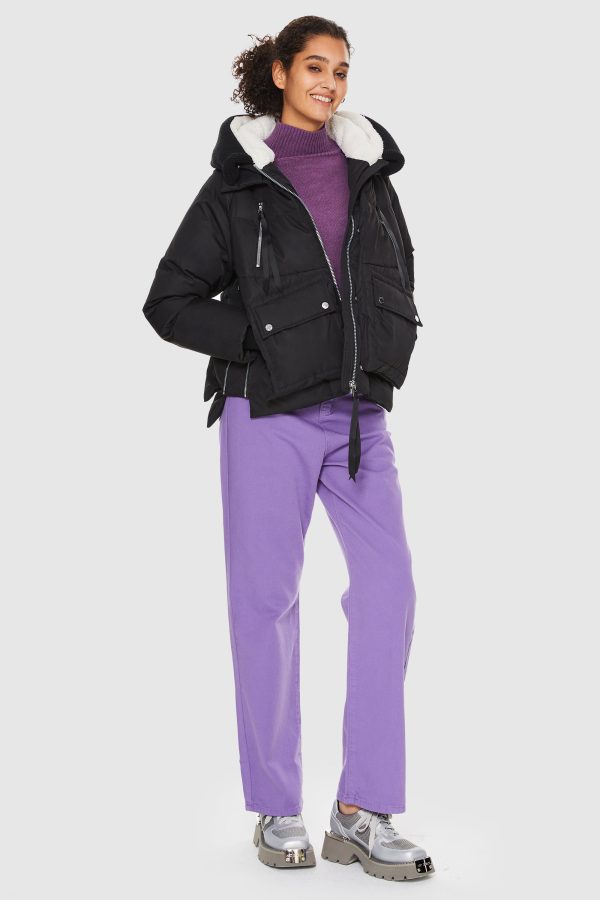 092 Colorlay Knitted Brim Hooded Down Coat - Image 5