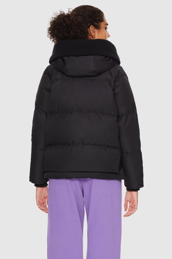 092 Colorlay Knitted Brim Hooded Down Coat - Image 7