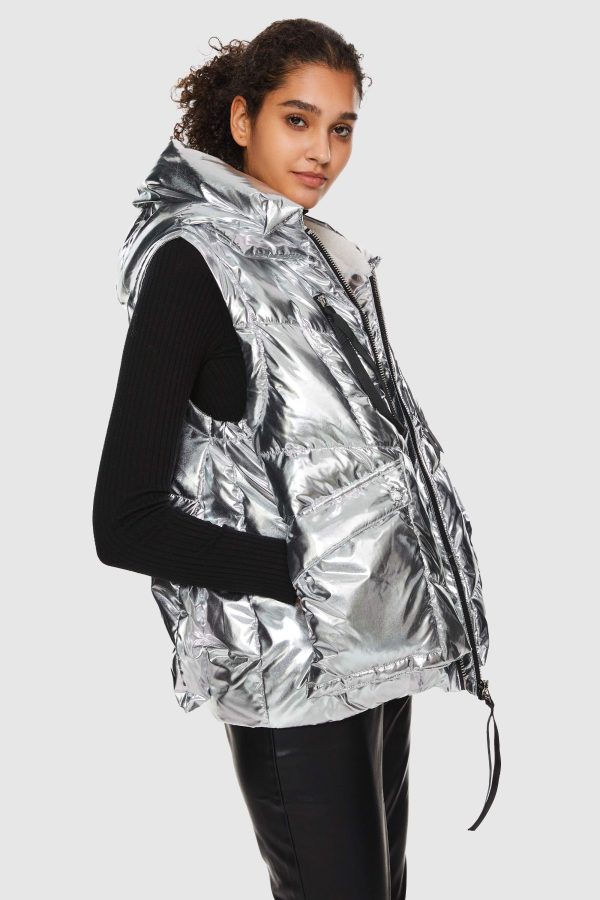 092 Cosmos Cropped Chrome Down Vest - Image 4