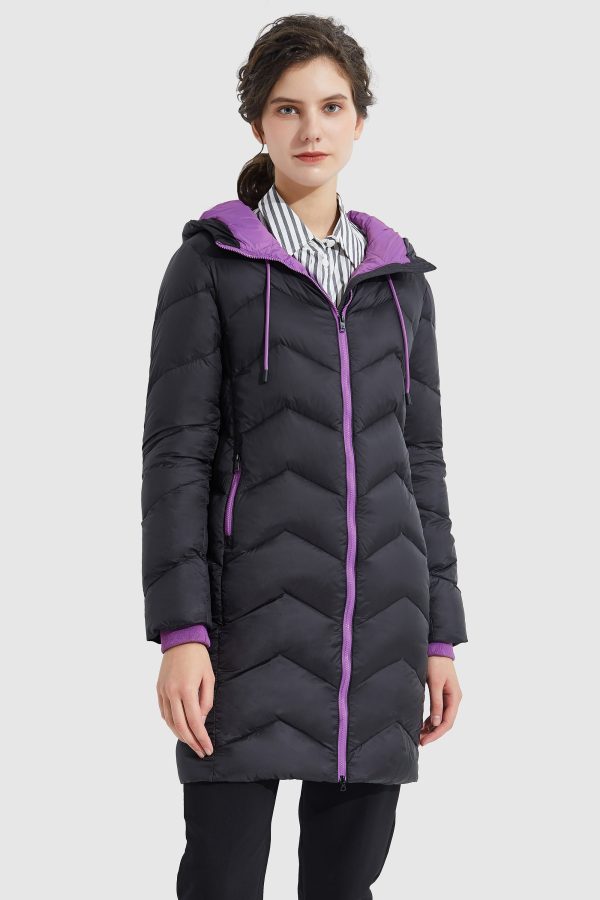 Contrast Color Hooded Down Coat - Image 2