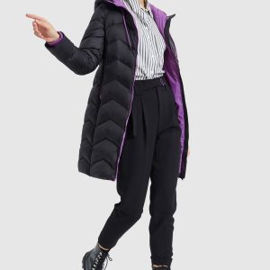 Contrast Color Hooded Down Coat