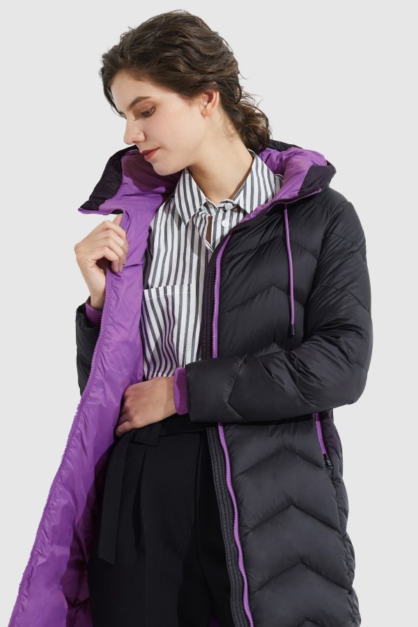 Contrast Color Hooded Down Coat - Image 4