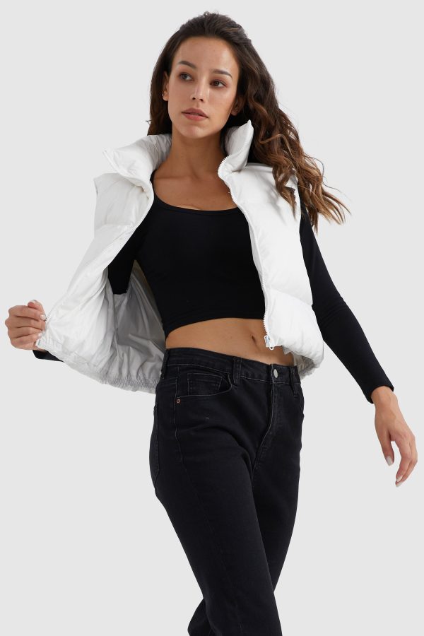 Cropped Puffer Down Vest - Image 21