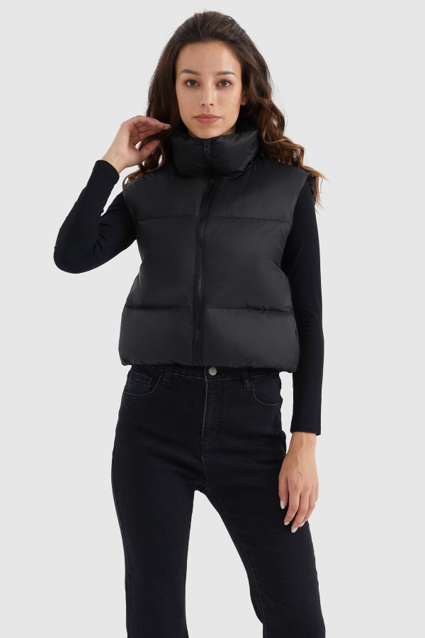Cropped Puffer Down Vest - Image 2