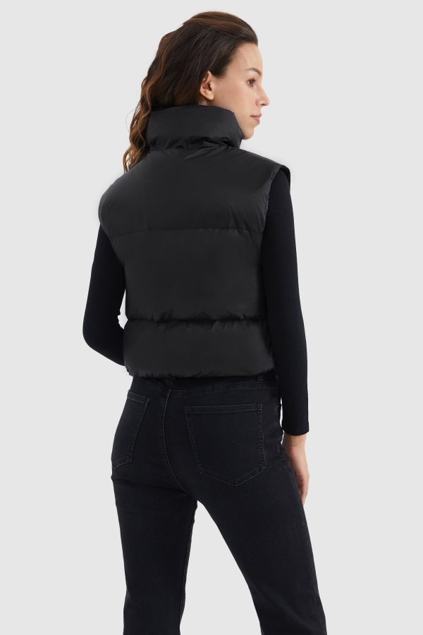 Cropped Puffer Down Vest - Image 3