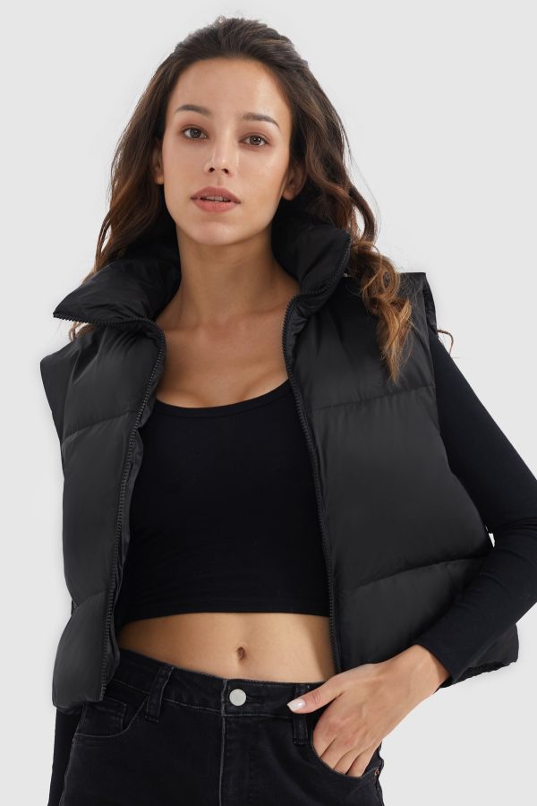 Cropped Puffer Down Vest - Image 4