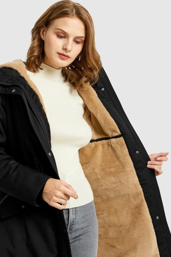 Fleece-Lined Hooded Parka Jacket with Pockets - Image 59