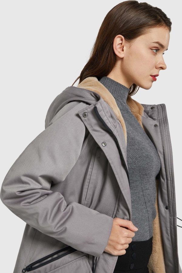 Fleece-Lined Hooded Parka Jacket with Pockets - Image 69