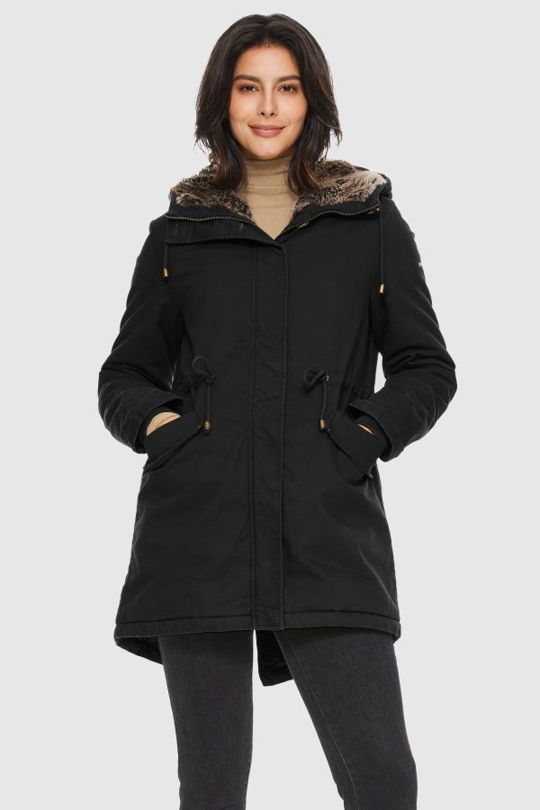 Faux Fur Lined Military Fleece Parka Jacket - Image 10
